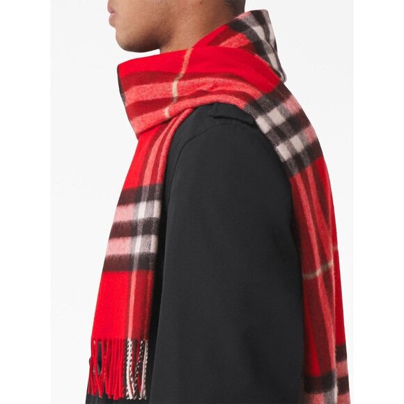 Burberry Giant Check Cashmere Scarf Bright Military Red 168*30cm - Picture 10 of 10